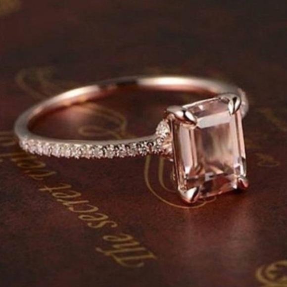 NEW 18K ROSE GOLD MORGANITE SET RING, CUTE RING, SHINY RING. - Picture 6 of 6